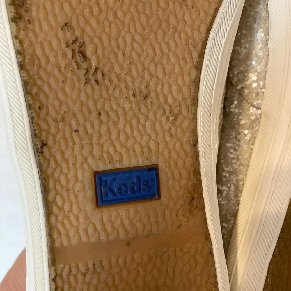 Keds x Kate Spade New York Champion Glitter Cream Lace Up Ribbon Sneakers
